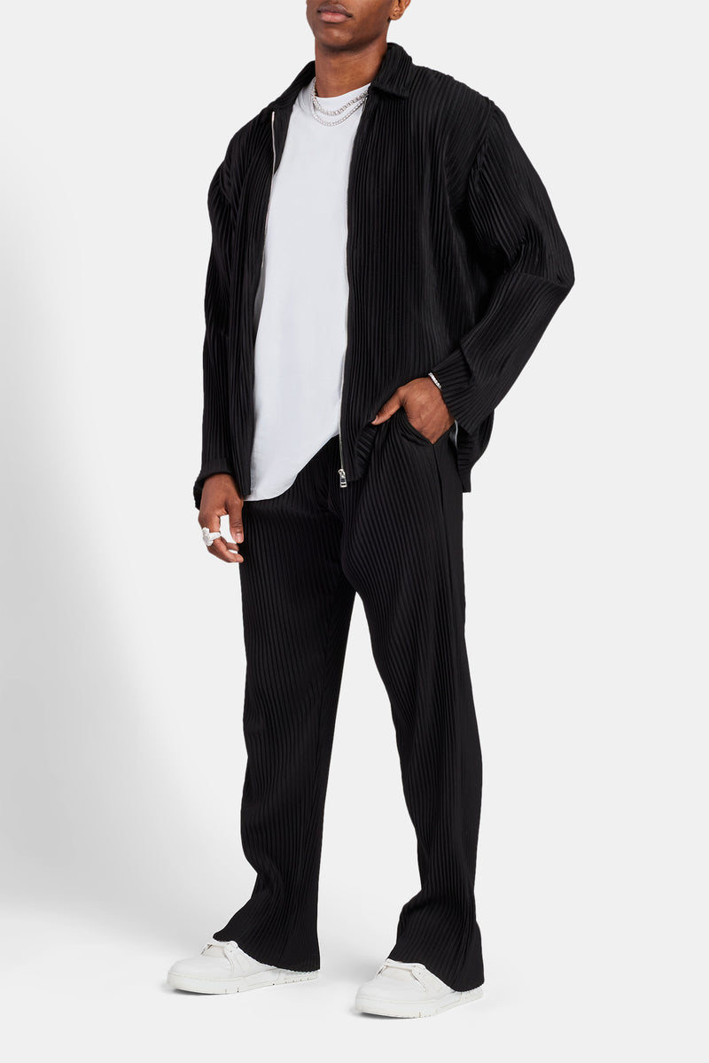 Relaxed Pleated Trouser - Black