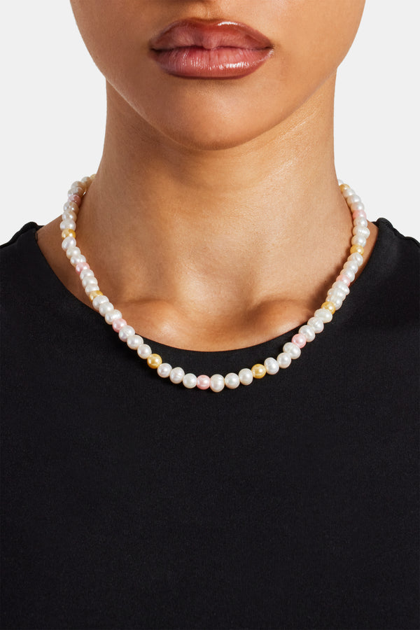 Pink & Lemon Freshwater Pearl Necklace - 6mm
