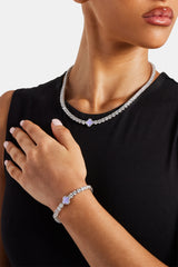 Womens Lilac Motif Tennis Chain + Bracelet