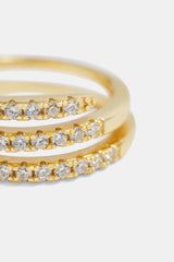 Gold Plated 925 10mm Iced CZ Twist Ring