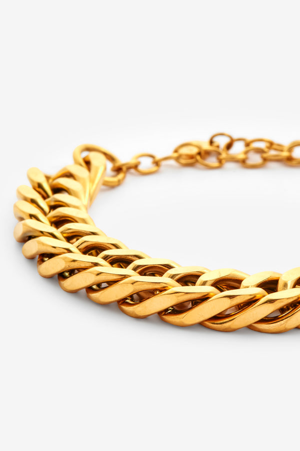 Chunky Flat Cuban Bracelet 10mm - Gold