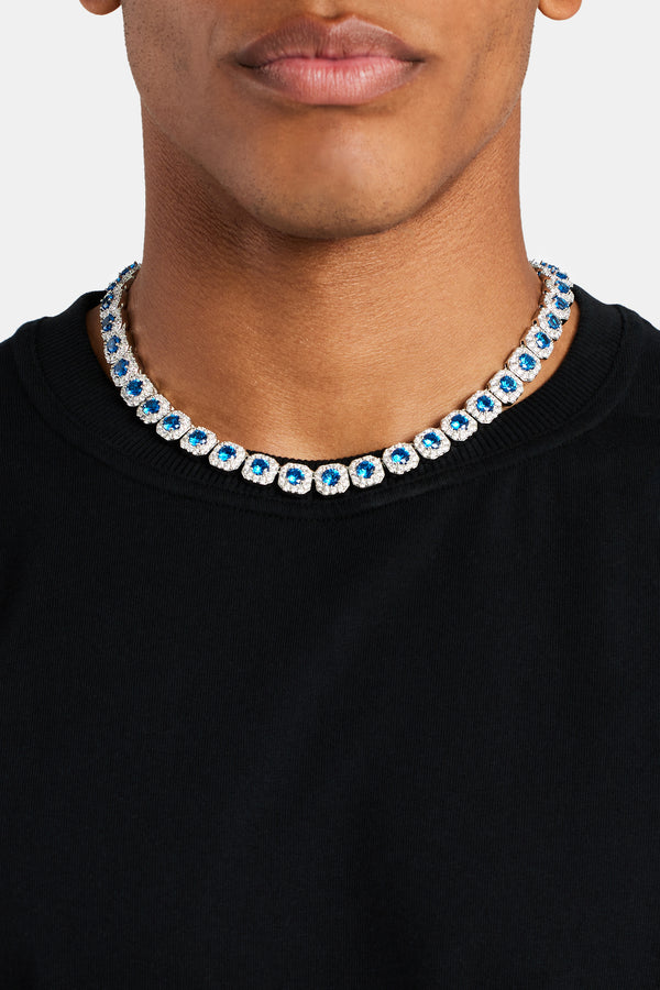 10mm Iced Blue CZ Cluster Chain