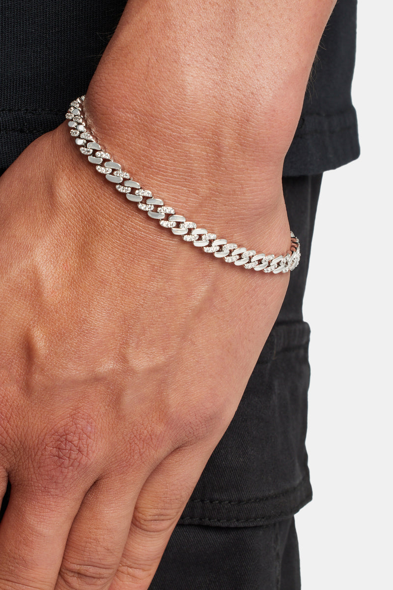 7mm Polished And Iced Prong Bracelet