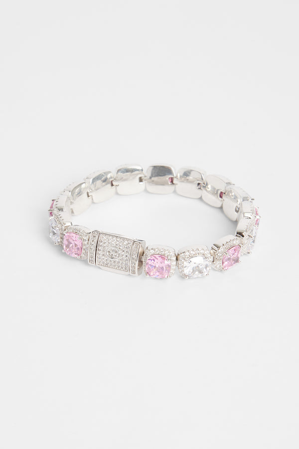 10mm Pink & Clear Iced Bezel Allway Bracelet