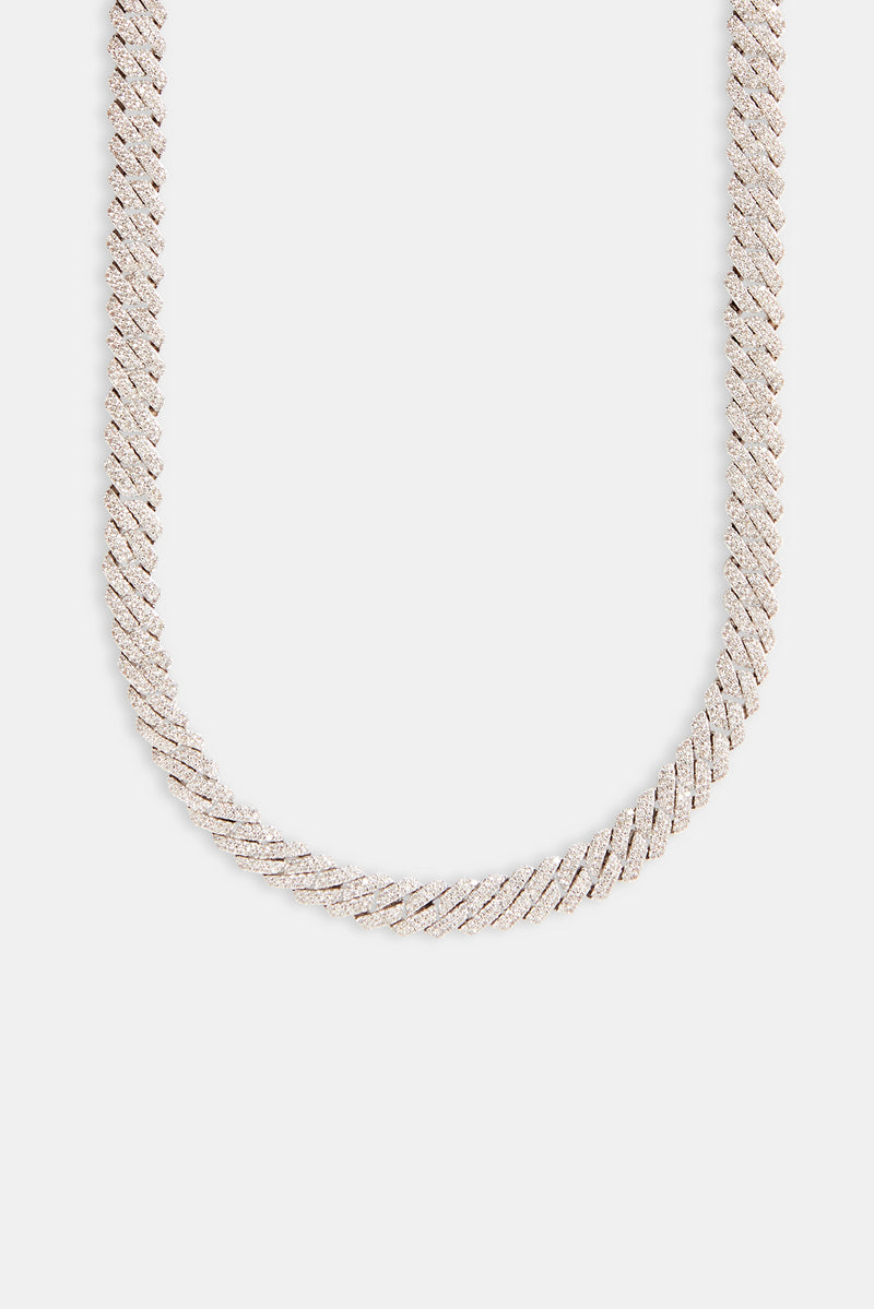 10mm iced prong link chain on white background