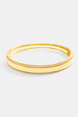 8mm Gold Plated Polished & Iced CZ Pave Bangle