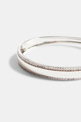 8mm Polished & Iced CZ Pave Bangle