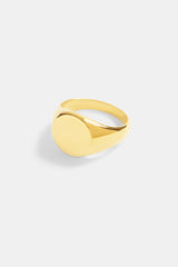 Womens 11mm Gold Plated Polished Round Signet Ring