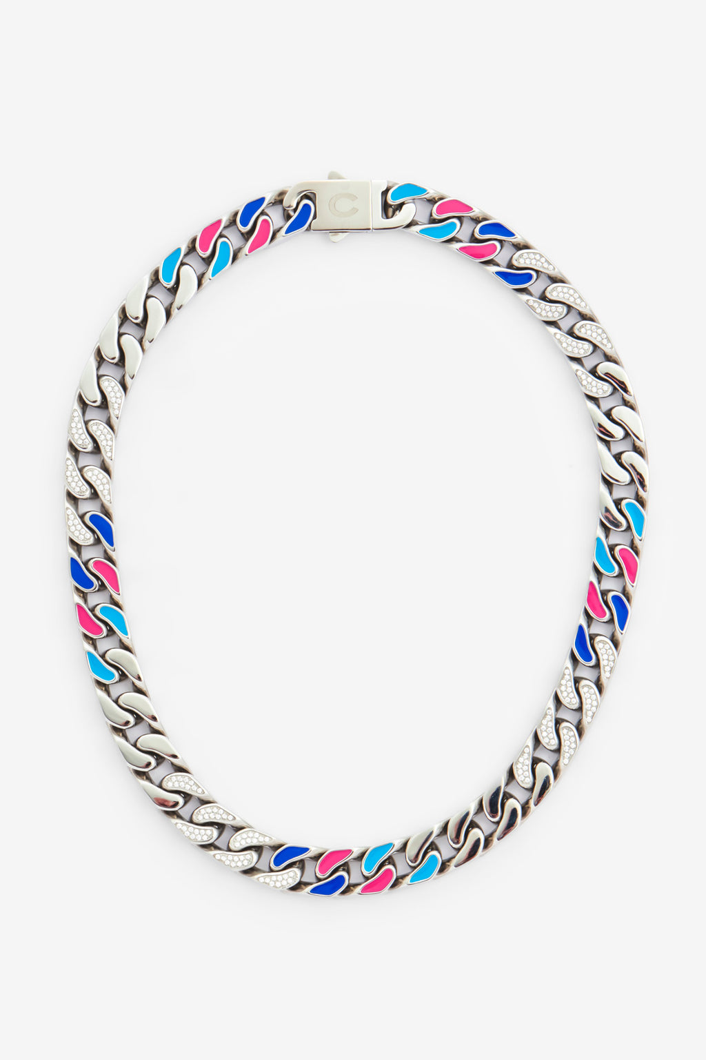 Louis Vuitton Cuban Chain Necklace Blue in Metal/Enamel with