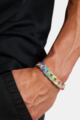 12mm Multi Colour Enamel Cuban Bracelet