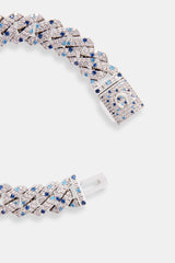 14mm Iced Clear & Blue Prong Cuban Bracelet