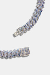 14mm Iced Dark Blue CZ Prong Cuban Chain