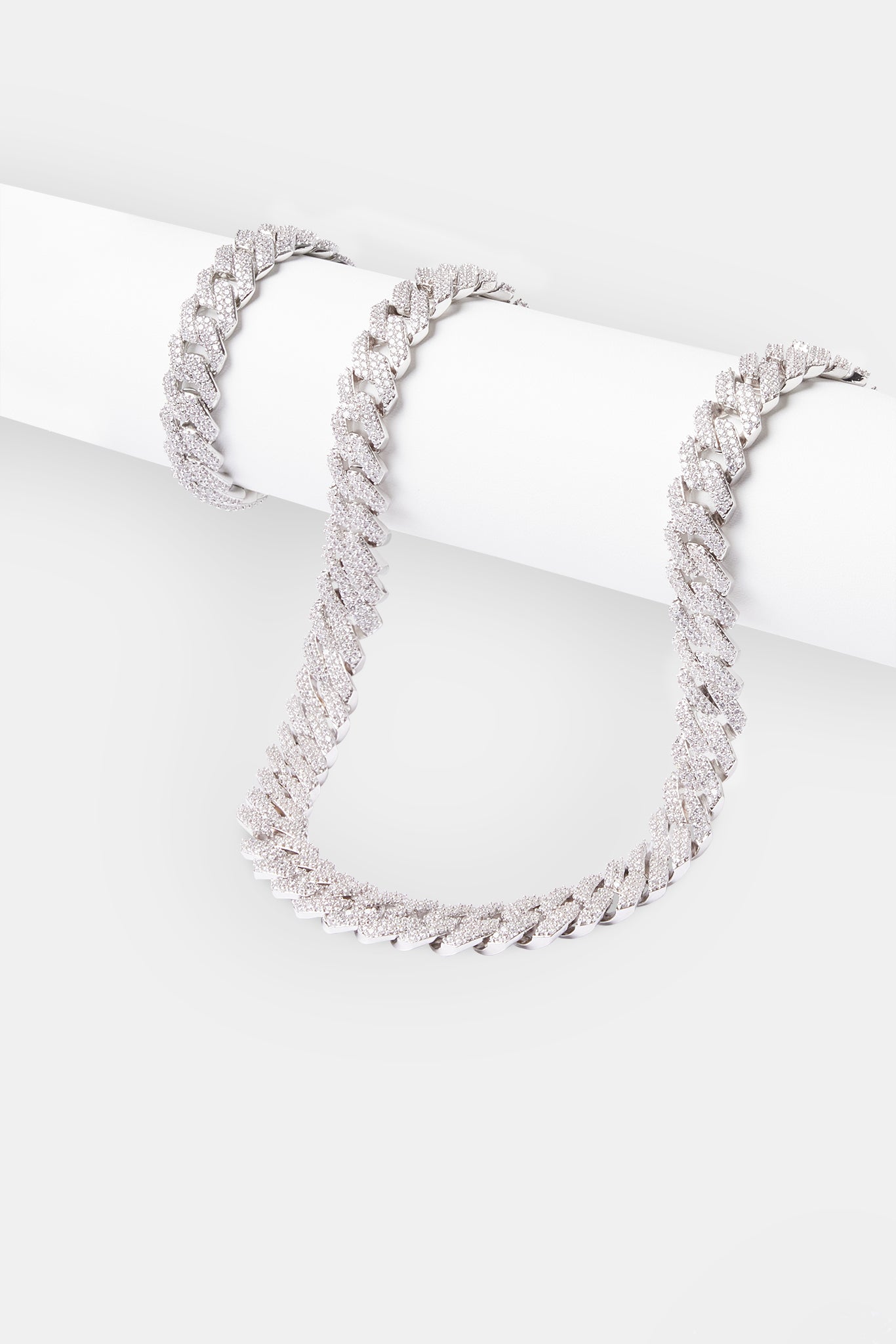 14mm Prong Cuban Chain & Bracelet - White | Mens Bundles | Shop ...