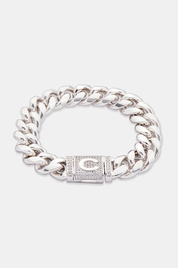 14mm Polished Cuban & Iced Clasp Bracelet