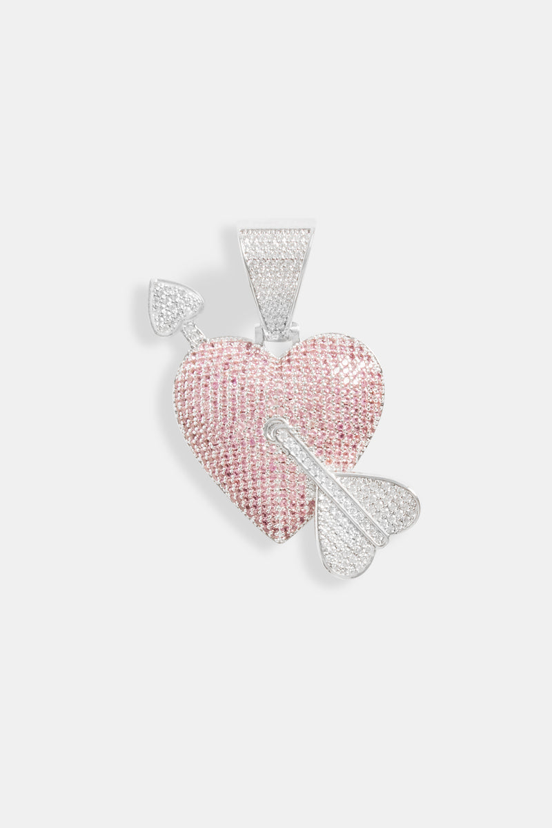 25mm Iced CZ Cupid Heart Pendant