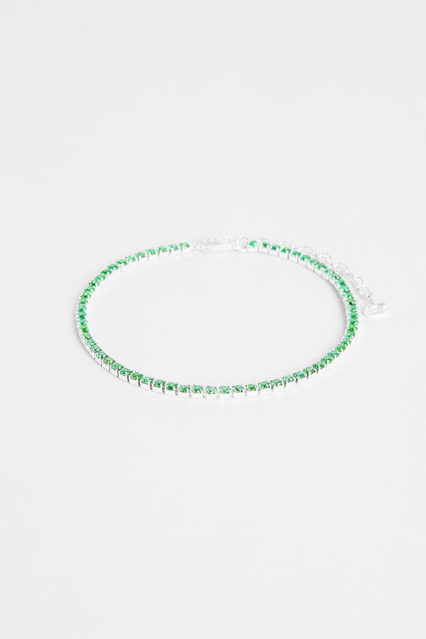 2.5mm Iced Green CZ Micro Tennis Anklet