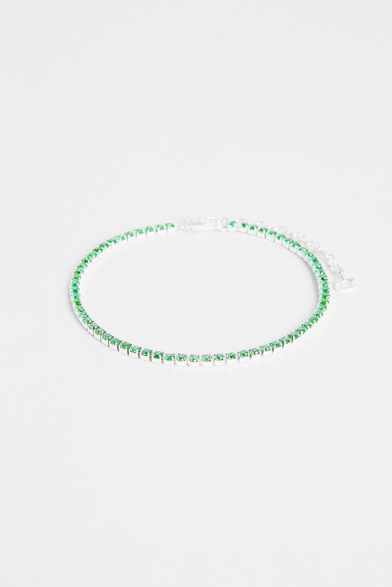 2.5mm Iced Green CZ Micro Tennis Anklet