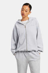 Womens Oversized Zip Hoodie - Ash Grey