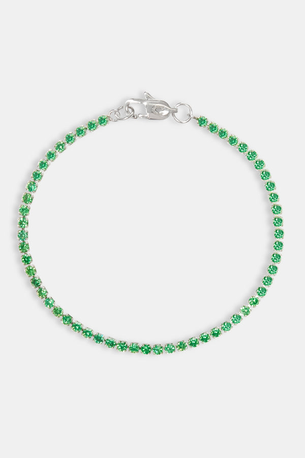 Micro Tennis Bracelet Green - White 2.5mm