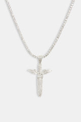 Large 50mm Iced CZ Pave Sword Pendant