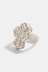 32mm 925 Iced CZ Cross Ring