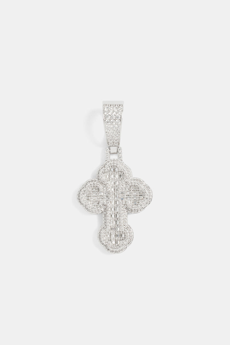 35mm Iced CZ Rounded Cross Pendant