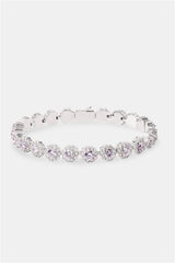 Iced Purple Round Tennis Bracelet - White