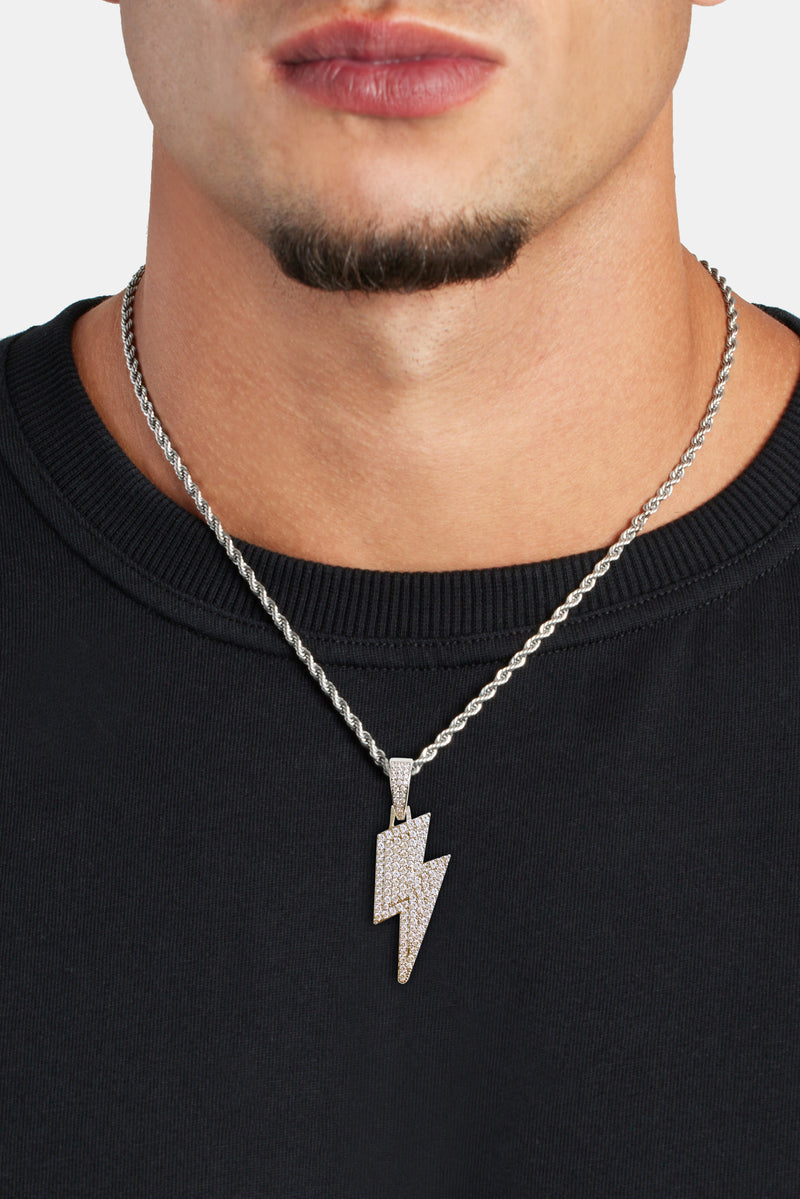 46mm Iced CZ Lightning Bolt Pendant