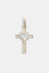 40mm Baguette CZ Heart Cross Pendant