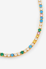 4mm Iced Multi Colour Tennis Chain - Gold