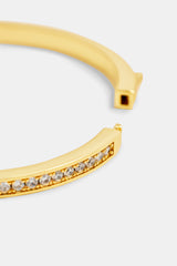 Gold Plated 4mm Iced CZ Polished Bangle