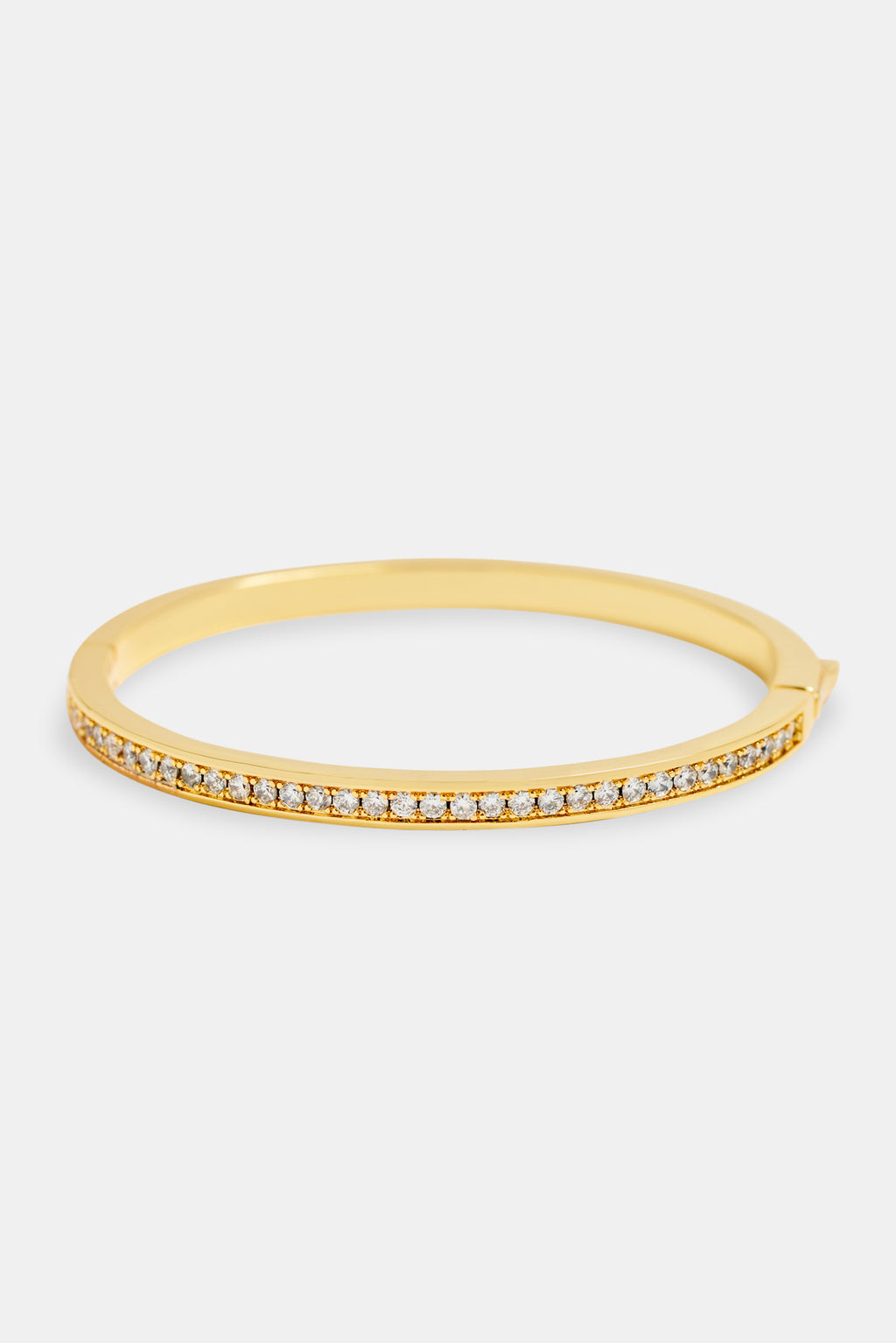 Gold Plated 4mm Iced CZ Polished Bangle | Womens Bracelets | Shop ...