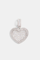 Iced 50mm CZ Baguette Heart Pendant