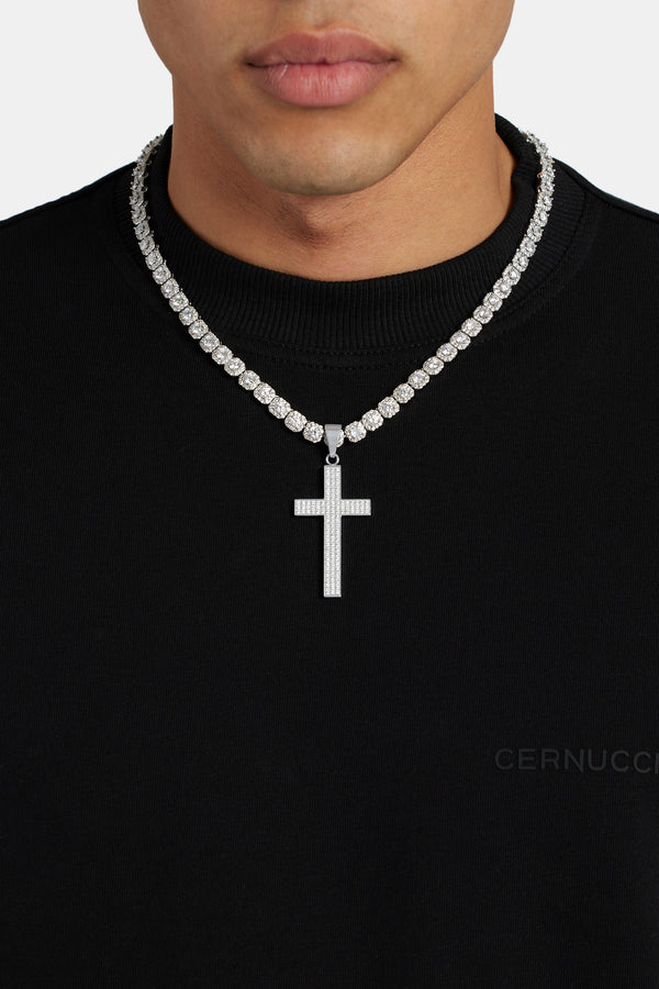 50mm Iced CZ Large Cross Pendant