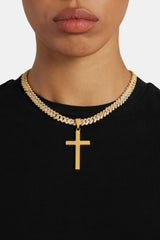 50mm Large Gold Plated Polished Cross Pendant