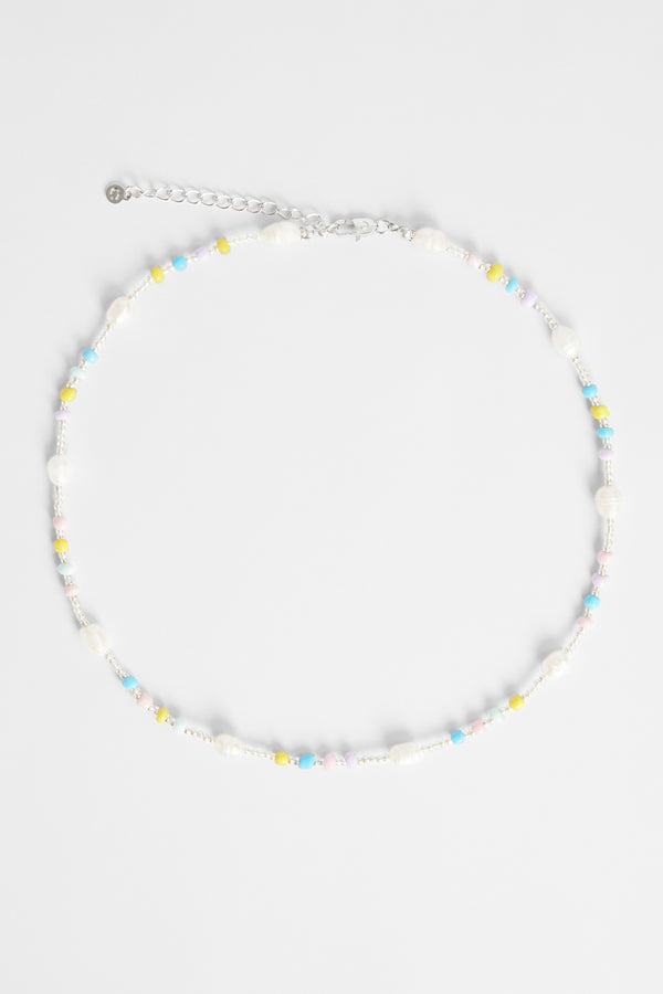 5mm Freshwater Pearl & Mixed Pastel Bead Necklace