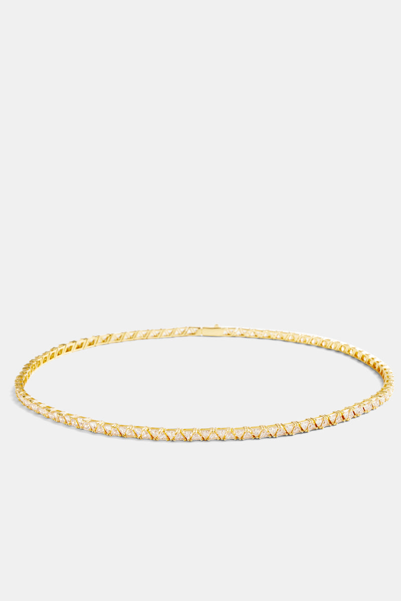 5mm Gold Plated Iced CZ Triangle Cut Tennis Chain