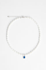 6mm Freshwater Pearl & Blue Gemstone Necklace