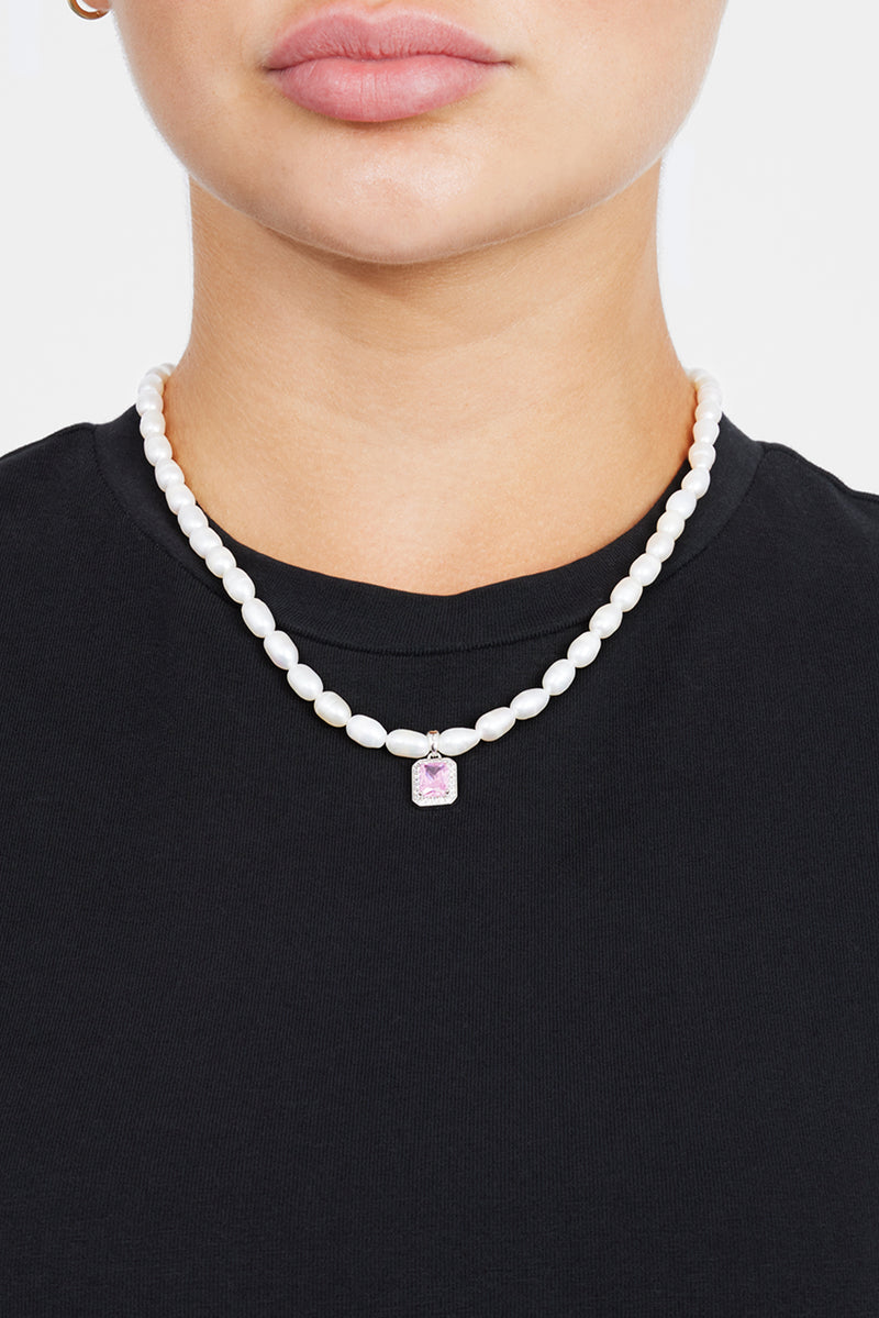 6mm Freshwater Pearl & Pink Gemstone Necklace