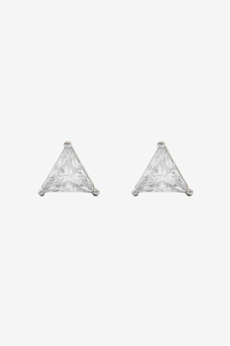 6mm Iced Clear Triangle Stud Earrings