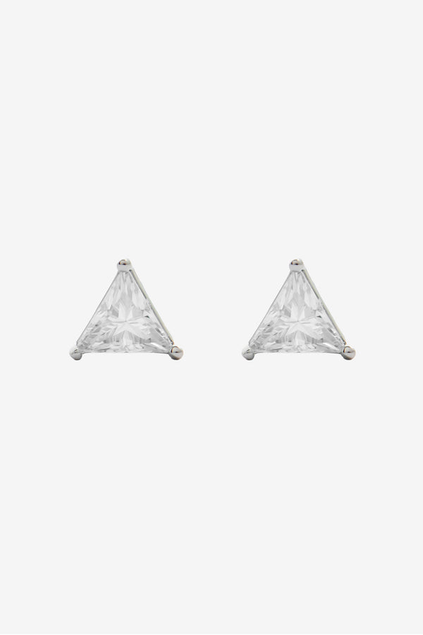 6mm Iced Clear Triangle Stud Earrings