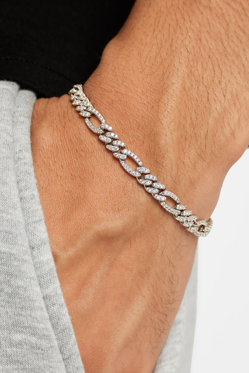 6mm Iced CZ Figaro Bracelet