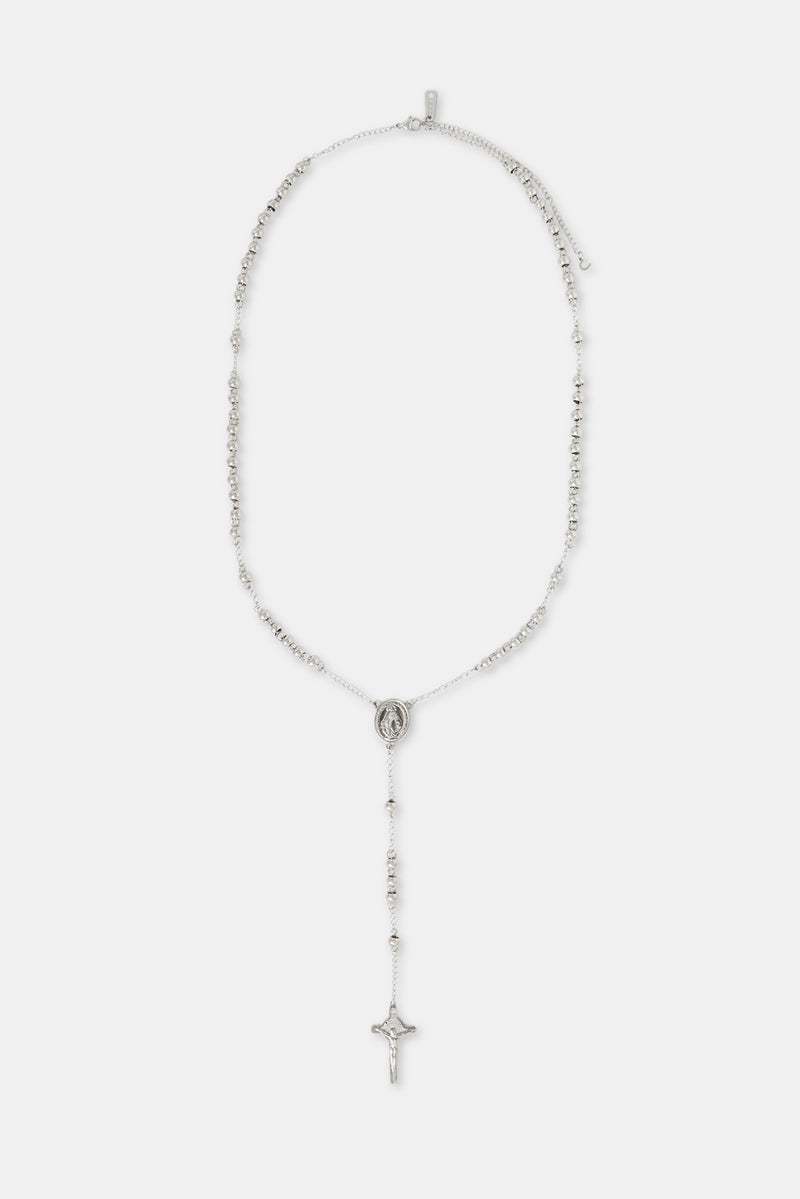 7mm Cross Drop Necklace - White