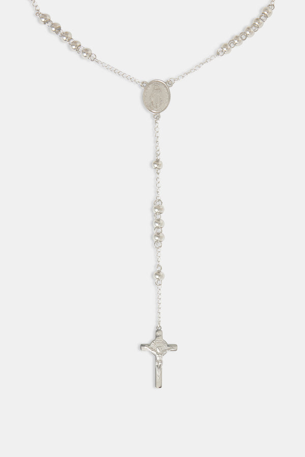 7mm Cross Drop Necklace - White