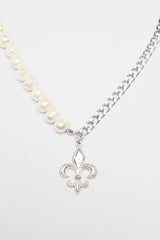 7mm Freshwater Pearl & Fleur De Lis Necklace