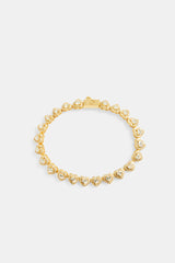 7mm Gold Plated Iced CZ Heart Tennis Bracelet