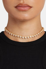 7mm Gold Plated Iced CZ Heart Tennis Choker