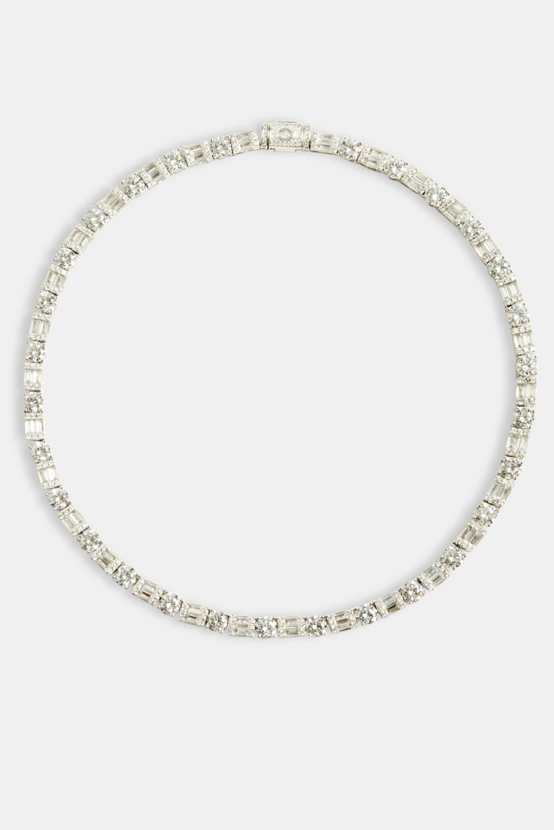 7mm Iced CZ Round & Rectangle Mix Tennis Chain