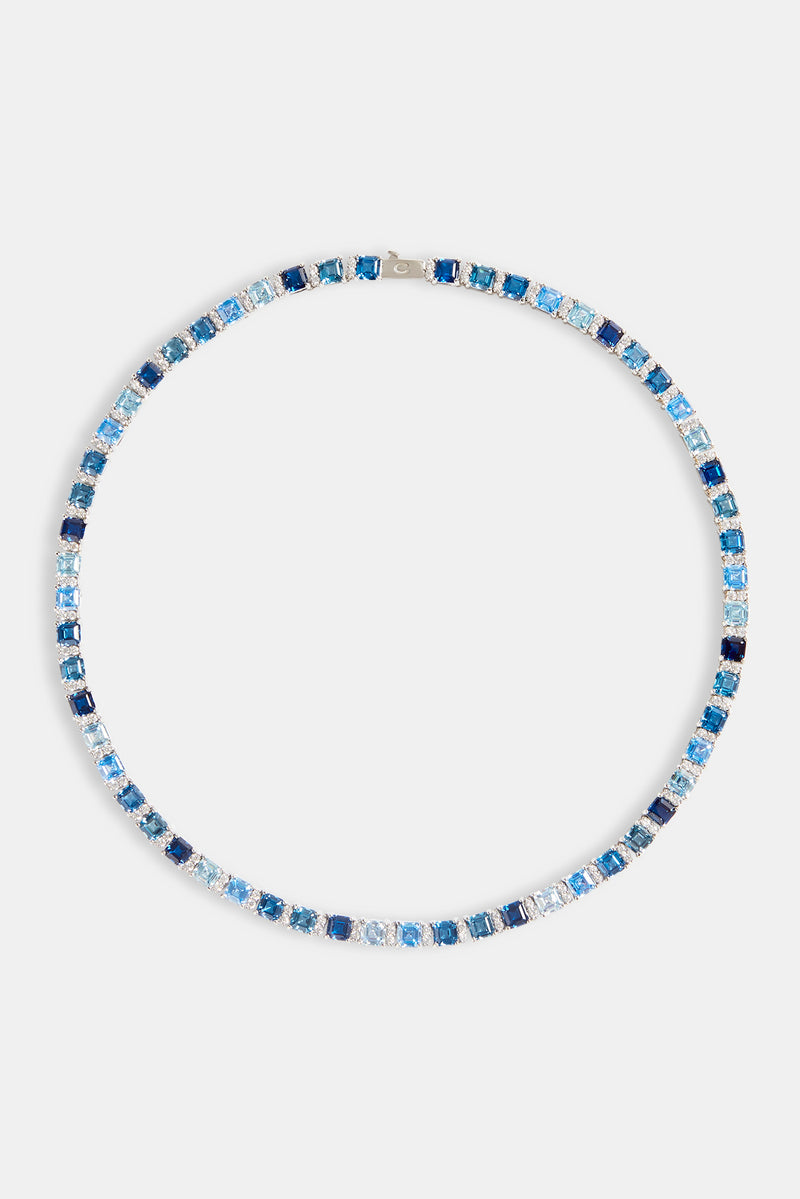 7mm Iced Blue CZ Square Tennis Chain