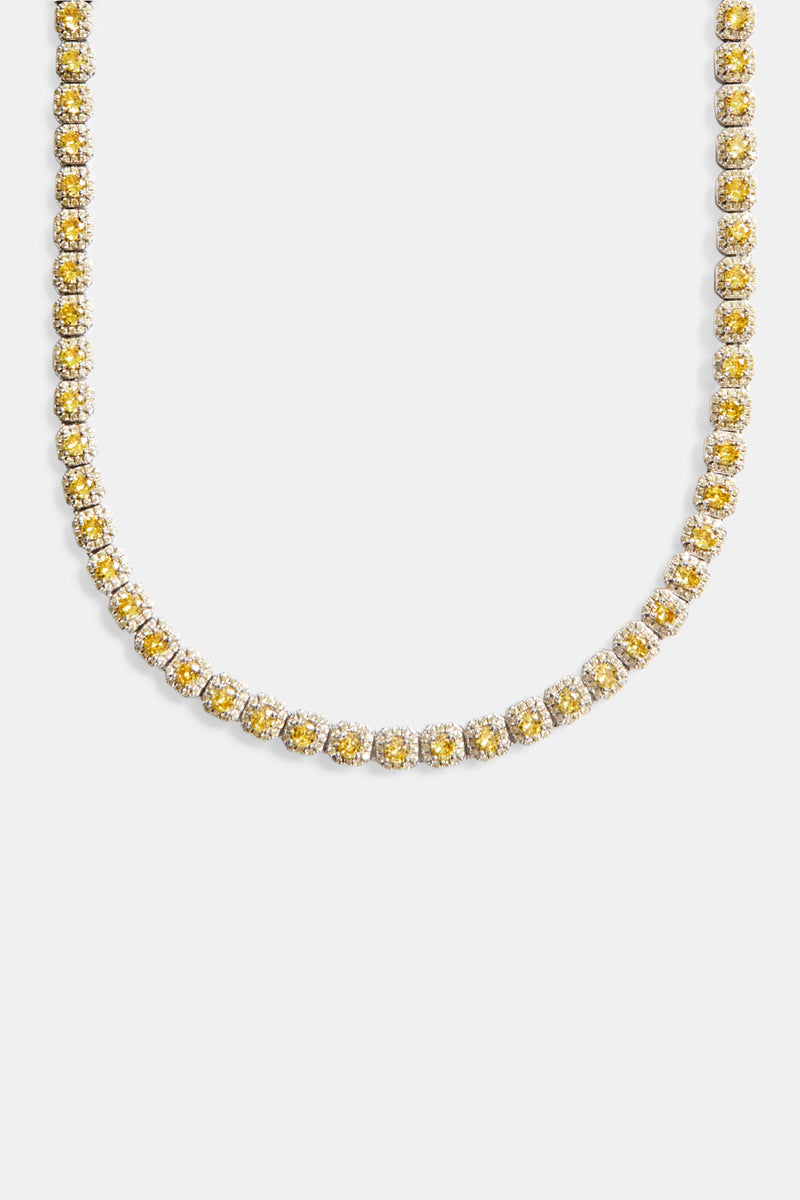 7mm Yellow Iced Clustered Tennis Chain Choker